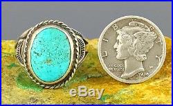 Rare C. 1930s Hopi MORRIS ROBINSON (d) Sterling Silver Turquoise Ring Sz 7.5