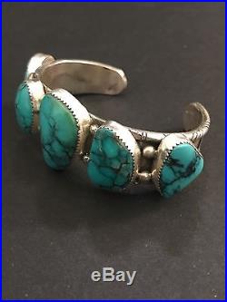 Rare Native American Sterling Silver Turquoise Bracelet (P)