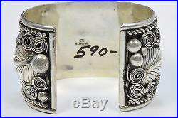 Rare Thomas Singer. 925 Sterling Silver Turquoise Coral Handmade Cuff Bracelet