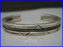 Rare Vintage Choctaw Sterling Silver Turquoise Bracelet Cuff