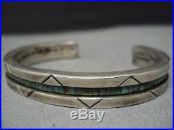Rare Vintage Choctaw Sterling Silver Turquoise Bracelet Cuff