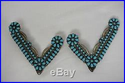 Rare Vintage sterling Silver turquoise Collar Protectors Tips