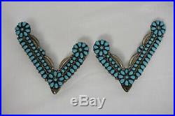 Rare Vintage sterling Silver turquoise Collar Protectors Tips