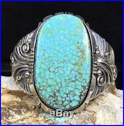 Rare Will Denetdale Sterling Silver & Number 8 Mine Turquoise Bracelet, 76.7 gr