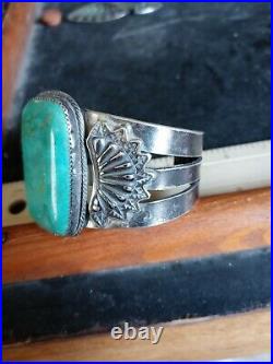 Rare Wow Pawn Huge Navajo Sterling Fred Harvey Kingman Green Turquoise