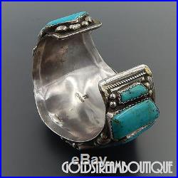 Ray Fierro Navajo Sterling Silver American Turquoise Huge Heavy Cuff Bracelet