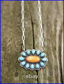 Real Turquoise & 925 Sterling Silver Necklace. Southwestern Jewelry