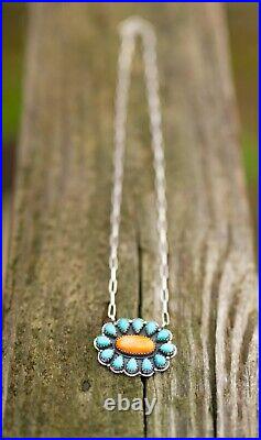 Real Turquoise & 925 Sterling Silver Necklace. Southwestern Jewelry