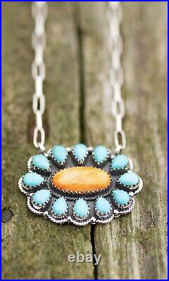 Real Turquoise & 925 Sterling Silver Necklace. Southwestern Jewelry