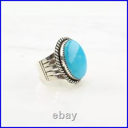 Ring Native American Silver Turquoise Large Sterling Size 12 1/4