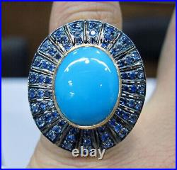 Ring Tanzanite &Turquoise 925 Sterling Silver Victorian Gemstone Ring Jewelry