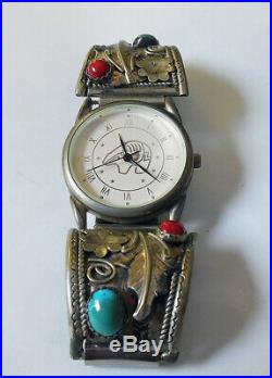 Robert Becenti Native American Turquoise MAN Watch Tips Band STERLING SILVER