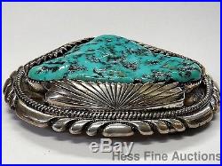 Robert Bernice Leekya Zuni American Indian Turquoise Sterling Silver Belt Buckle
