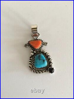 Robert Yellowhorse Navajo Sterling Silver / Mine #8 Turquoise Pendant