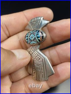 Roderick & Marilyn Tenorio Kewa Sterling Silver Turquoise Mosaic Pendant Brooch