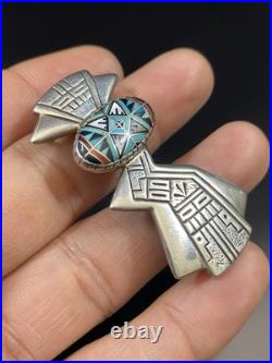 Roderick & Marilyn Tenorio Kewa Sterling Silver Turquoise Mosaic Pendant Brooch