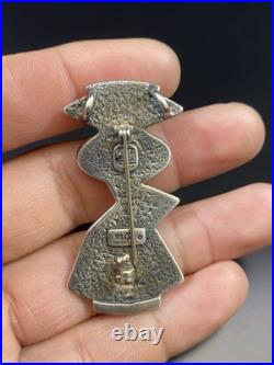 Roderick & Marilyn Tenorio Kewa Sterling Silver Turquoise Mosaic Pendant Brooch