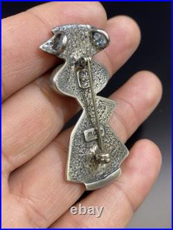 Roderick & Marilyn Tenorio Kewa Sterling Silver Turquoise Mosaic Pendant Brooch