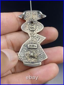 Roderick & Marilyn Tenorio Kewa Sterling Silver Turquoise Mosaic Pendant Brooch
