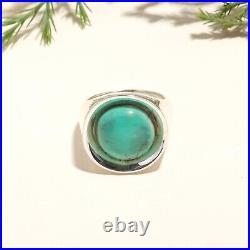 Round Turquoise Gemstone Statement Engagement Ring Jewelry 925 Sterling Silver