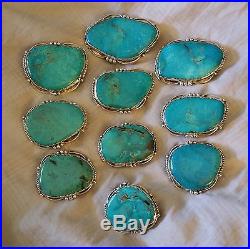 Roy Buck Navajo Sterling Silver & Turquoise Belt Buckle & Concho 10 Piece Set