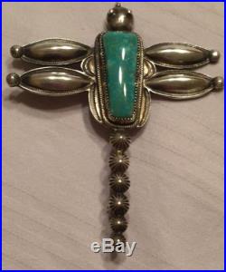 Royston Turquoise Sterling Silver Brooch Pin Native American Navajo Harry Morgan