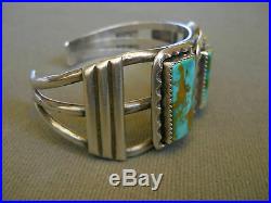 Royston turquoise sterling silver taper bracelet 1 1/8 tall 43grams signed CLAW