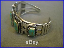 Royston turquoise sterling silver taper bracelet 1 1/8 tall 43grams signed CLAW