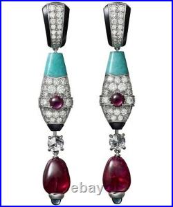 Ruby Women Dangle Earrings Lab Created 925 Sterling Silver Turquoise Jewelry
