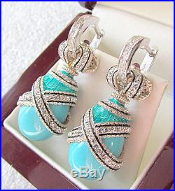 SALE! DAZZLING MADE OF STERLING SILVER 925 EARRINGS with GENUINE TURQUOISE