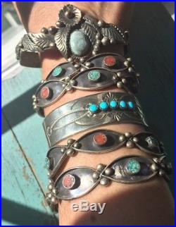 SALE Navajo Coin & Sterling Silver Bracelet Lot Turquoise Vintage Artisan