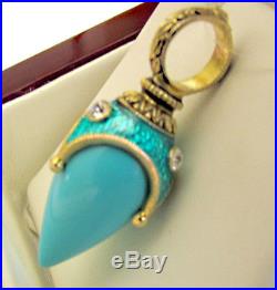 SALE! OUTSTANDING PENDANT HANDMADE OF STERLING SILVER 925 with GENUINE TURQUOISE