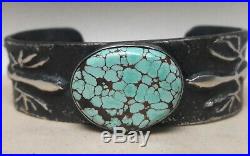 SAVE 10% Number 8 Turquoise Lizard Sterling Silver Tufa Cast bracelet