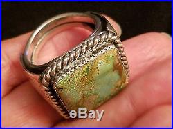 SIGNED Lucille Calladitto Men's Ring Navaho Sterling Silver Indian Turquoise