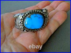 SMALL SIZE Native American Navajo Rich Blue Turquoise Sterling Silver Bracelet