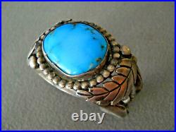 SMALL SIZE Native American Navajo Rich Blue Turquoise Sterling Silver Bracelet