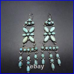 SPECTACULAR Ella Peter NAVAJO Sterling Silver TURQUOISE Cluster EARRINGS Pierced