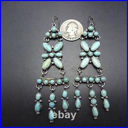 SPECTACULAR Ella Peter NAVAJO Sterling Silver TURQUOISE Cluster EARRINGS Pierced