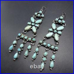 SPECTACULAR Ella Peter NAVAJO Sterling Silver TURQUOISE Cluster EARRINGS Pierced