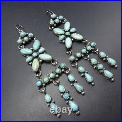 SPECTACULAR Ella Peter NAVAJO Sterling Silver TURQUOISE Cluster EARRINGS Pierced