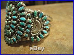SPLENDID Old Pawn Navajo Sterling Silver PETIT POINT Turquoise CLUSTER Bracelet