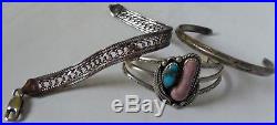 STERLING SILVER Native American Turquoise Hopi Navajo CUFF BRACELET Jewelry LOT