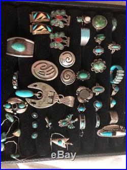 STERLING SILVER RING LOT NATIVE AMERICAN Navajo Southwestern + Turquoise
