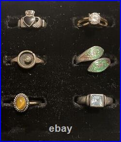 STERLING SILVER VTG NATIVE AMERICAN LOT OF 12 Ring JEWELRY TURQUOISE ONYX TOPAZ