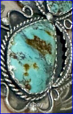 STUNNING Sterling Silver NAVAJO DOUBLE ROYSTON TURQUOISE 3L Bead CUFF BRACELET STUNNING Sterling Silver NAVAJO DOUBLE ROYSTON TURQUOISE 3L Bead CUFF BRACELET