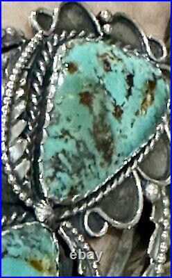 STUNNING Sterling Silver NAVAJO DOUBLE ROYSTON TURQUOISE 3L Bead CUFF BRACELET STUNNING Sterling Silver NAVAJO DOUBLE ROYSTON TURQUOISE 3L Bead CUFF BRACELET
