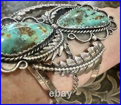 STUNNING Sterling Silver NAVAJO DOUBLE ROYSTON TURQUOISE 3L Bead CUFF BRACELET STUNNING Sterling Silver NAVAJO DOUBLE ROYSTON TURQUOISE 3L Bead CUFF BRACELET