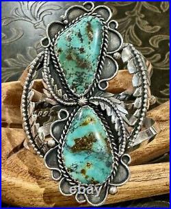 STUNNING Sterling Silver NAVAJO DOUBLE ROYSTON TURQUOISE 3L Bead CUFF BRACELET STUNNING Sterling Silver NAVAJO DOUBLE ROYSTON TURQUOISE 3L Bead CUFF BRACELET