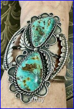 STUNNING Sterling Silver NAVAJO DOUBLE ROYSTON TURQUOISE 3L Bead CUFF BRACELET STUNNING Sterling Silver NAVAJO DOUBLE ROYSTON TURQUOISE 3L Bead CUFF BRACELET