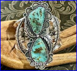 STUNNING Sterling Silver NAVAJO DOUBLE ROYSTON TURQUOISE 3L Bead CUFF BRACELET STUNNING Sterling Silver NAVAJO DOUBLE ROYSTON TURQUOISE 3L Bead CUFF BRACELET